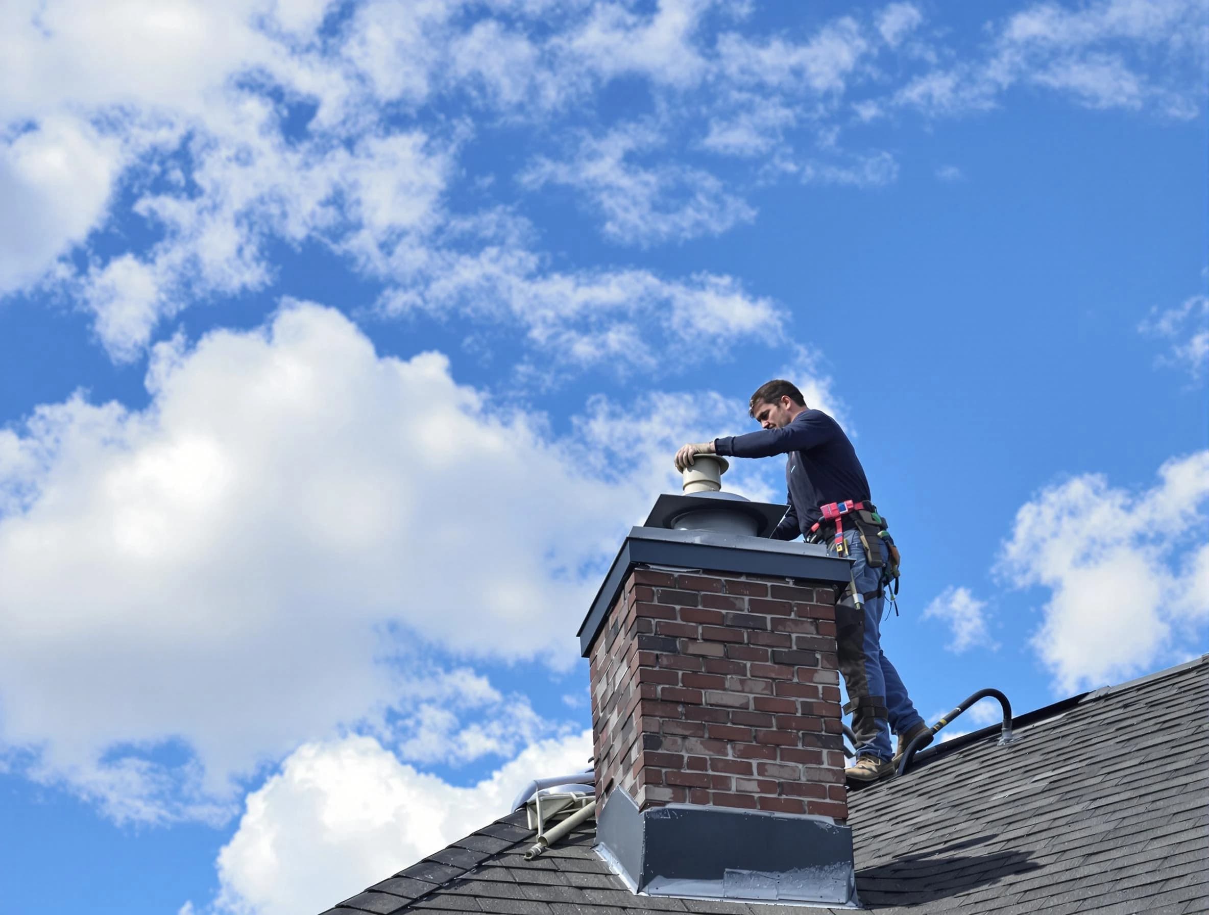 Ambridge Chimney Sweep installing a sturdy chimney cap in Ambridge, PA