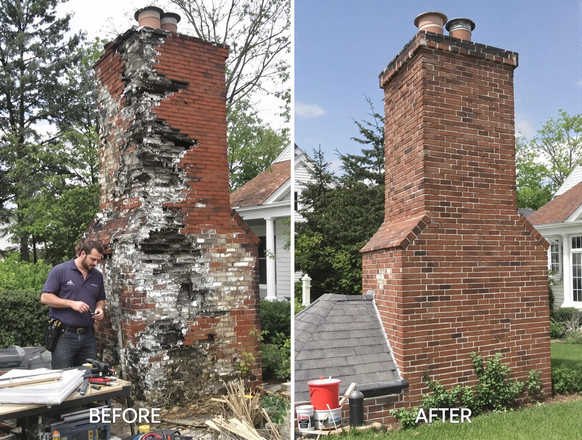 Ambridge Chimney Sweep performing a full chimney restoration in Ambridge, PA
