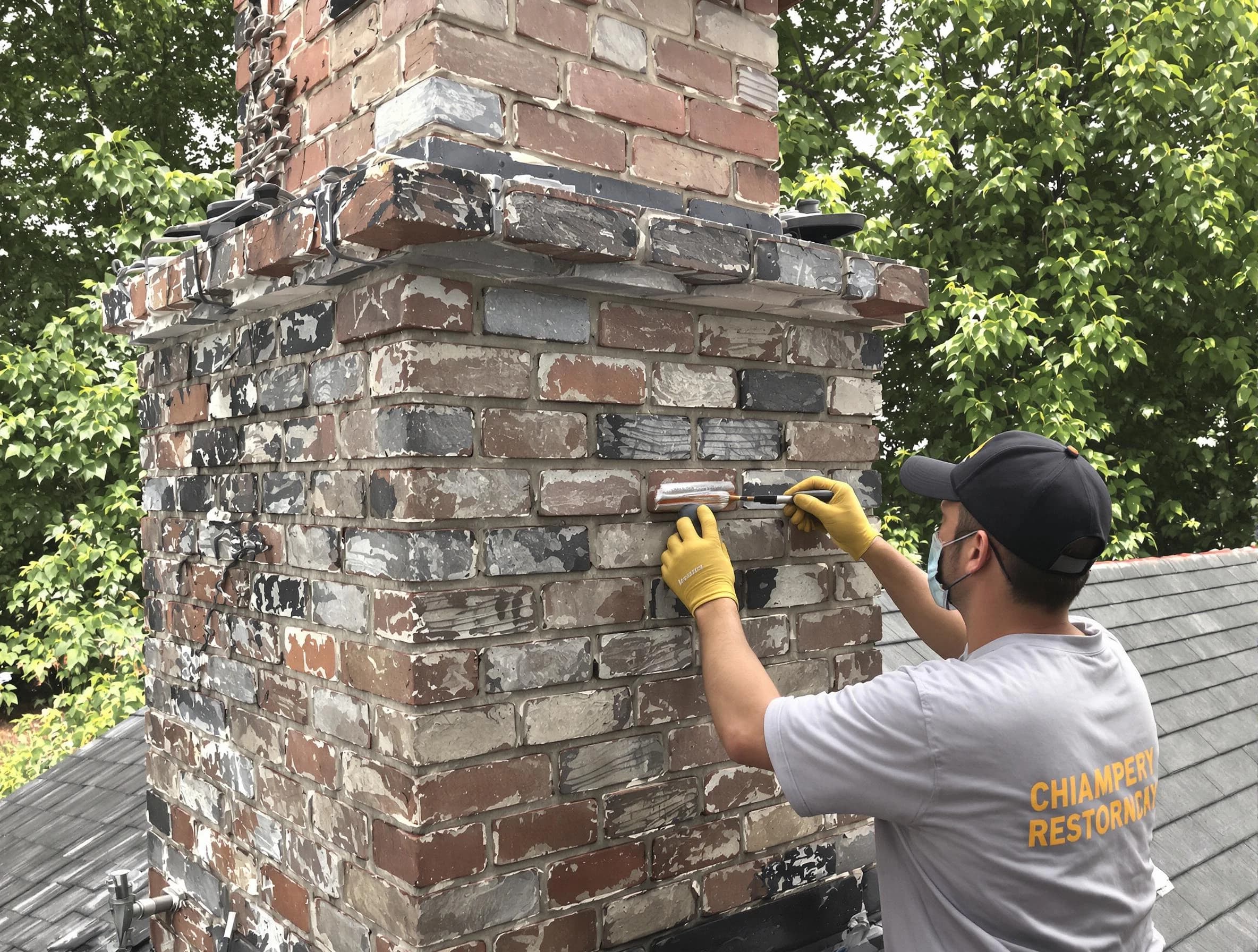 In-progress chimney restoration by Ambridge Chimney Sweep in Ambridge, PA