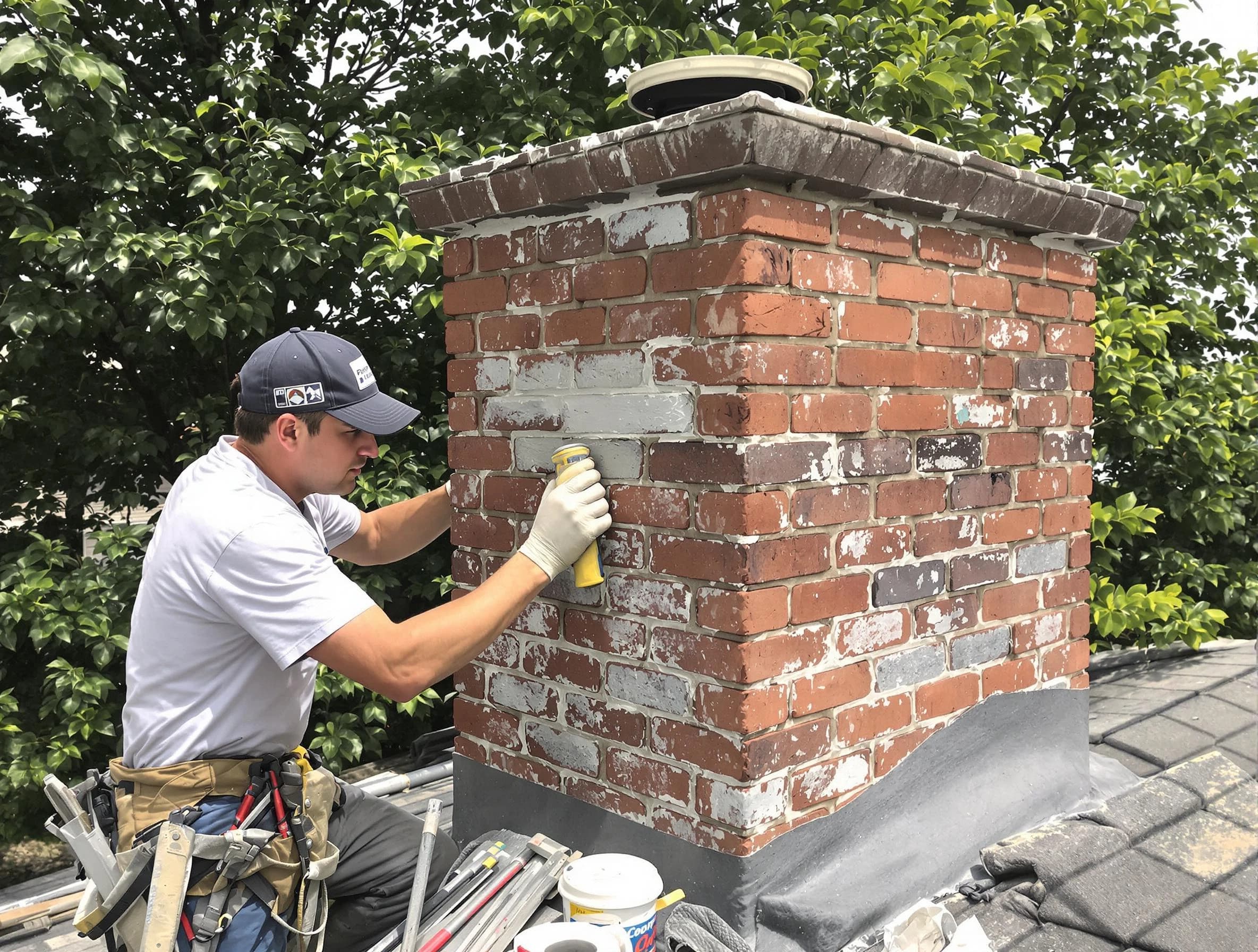 Ambridge Chimney Sweep restoring an aging chimney in Ambridge, PA