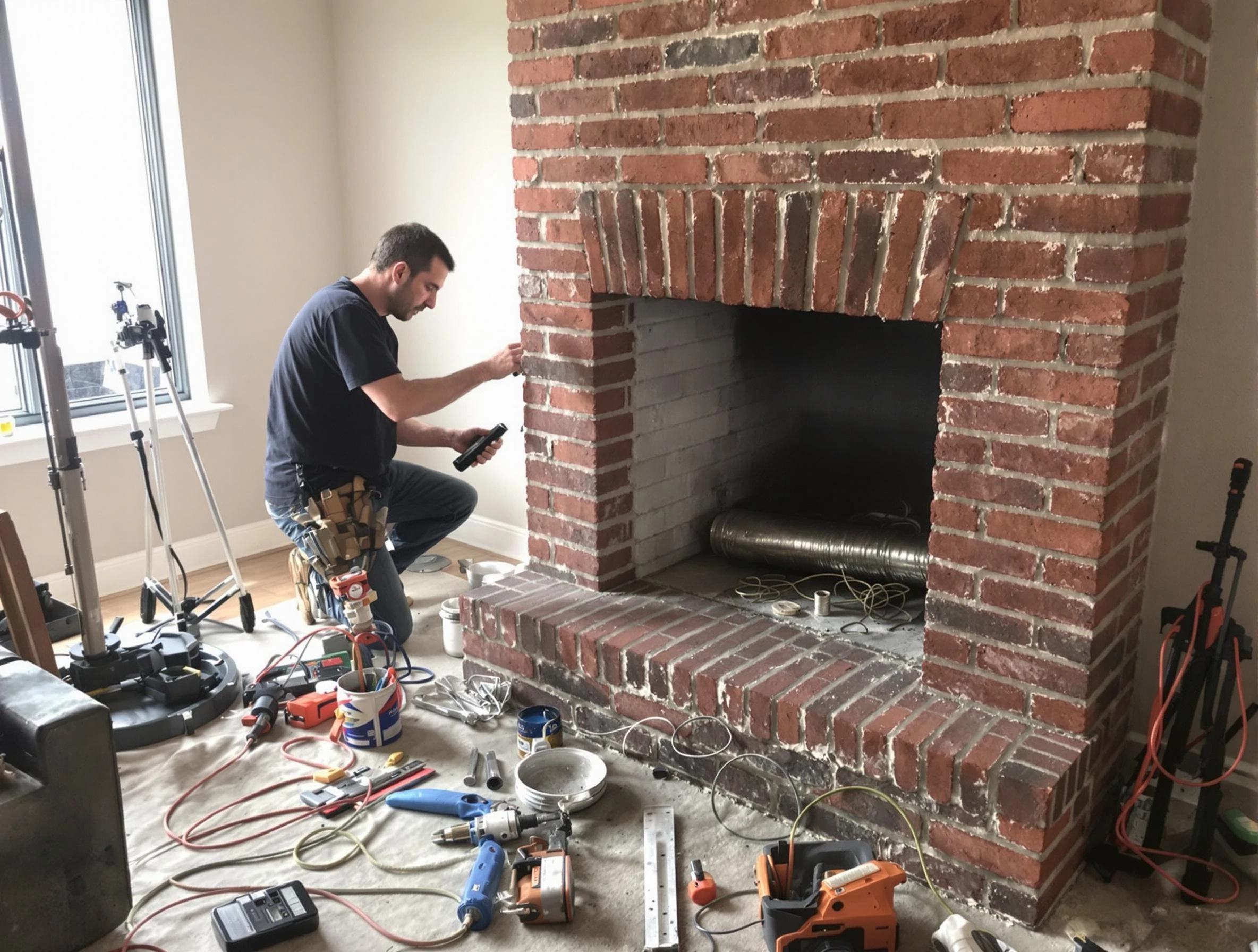 Ambridge Chimney Sweep specialist finalizing chimney liner service in Ambridge, PA