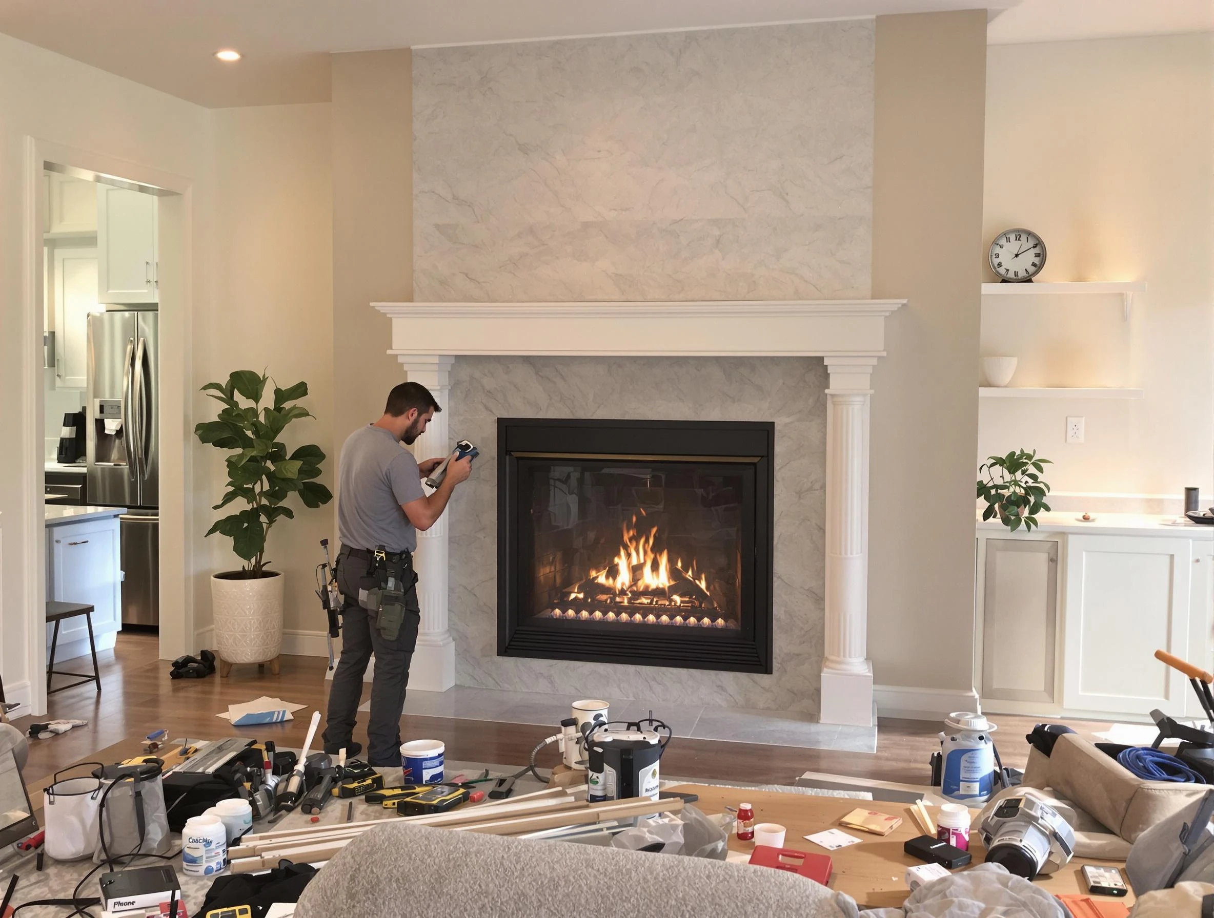Newly installed fireplace by Ambridge Chimney Sweep in Ambridge, PA