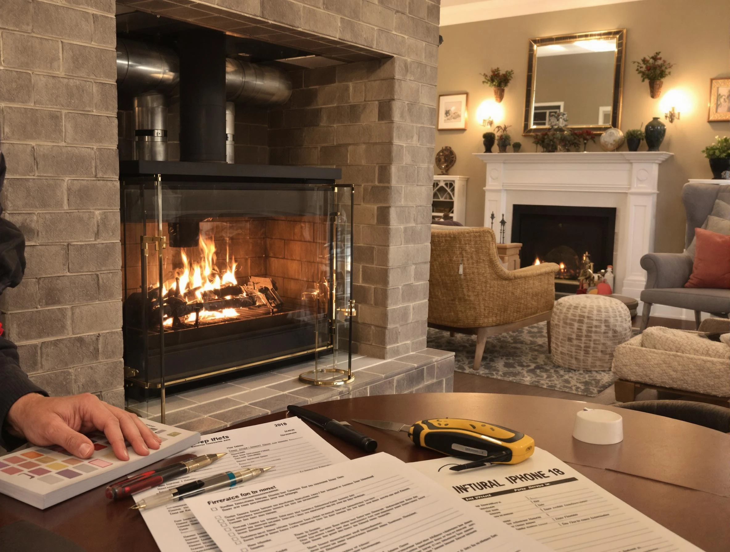 Ambridge Chimney Sweep verifying fireplace safety measures in Ambridge, PA